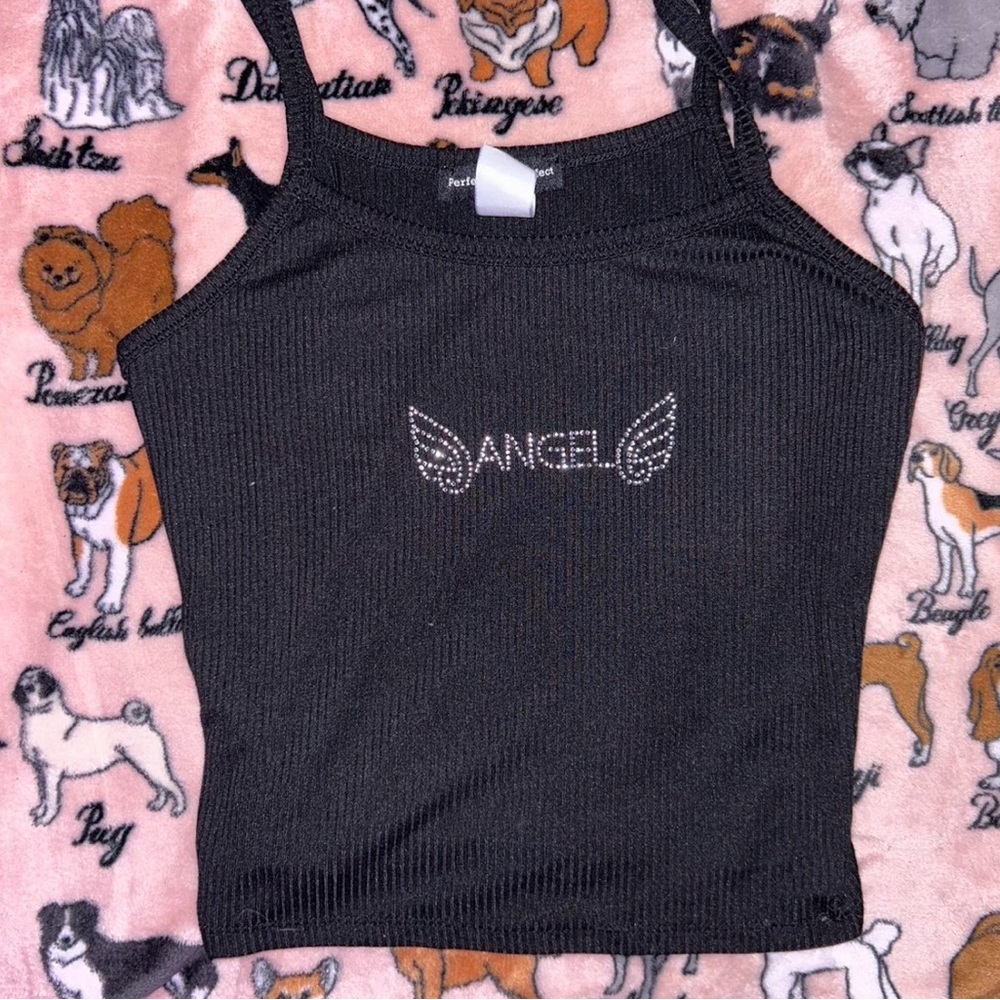 Angel Black Rhinestone Tank Top - Picture 3 of 5